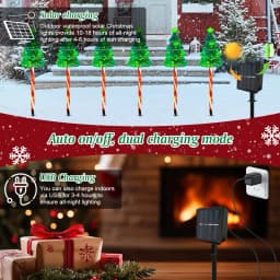 6 Pack LED Solar Powered String Lights IP65 Waterproof Xmas Tree Candy Cane Light Decorative Pathway Light for Courtyard Balcony