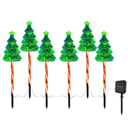 6 Pack LED Solar Powered String Lights IP65 Waterproof Xmas Tree Candy Cane Light Decorative Pathway Light for Courtyard Balcony