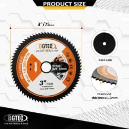 BGTEC Dia75mm 1pc Superthin Cutting Disc HSS Soft Metal Cutter Copper Pipe Aluminum Wood Mini Grinder Bore10mm Saw Blade 3inch