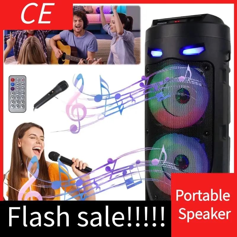 Wireless Subwoofer HiFi Boombox 25W Portable Bluetooth Speaker Family Karaoke Party Big Power Stereo Speaker For Outdoor Camping