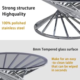 AINPECCA Round Sofa Side Table End Table Small Coffee Table Stainless Steel with Tempered Glass Design Living Room