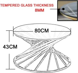 AINPECCA Round Sofa Side Table End Table Small Coffee Table Stainless Steel with Tempered Glass Design Living Room