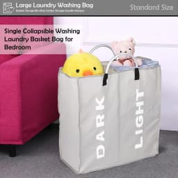 Collapsible Washing Laundry Basket Bag - Slim Divided Laundry Hamper for Men, Women - Clothes Storage Handle Hamper for Clothes,