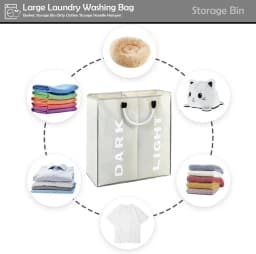 Collapsible Washing Laundry Basket Bag - Slim Divided Laundry Hamper for Men, Women - Clothes Storage Handle Hamper for Clothes,