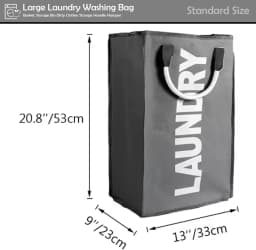 Collapsible Washing Laundry Basket Bag - Slim Divided Laundry Hamper for Men, Women - Clothes Storage Handle Hamper for Clothes,