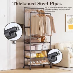 Metal Clothes Rack Double Rads Clothing Rail for Bedroom Portable Storage Shelf