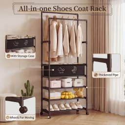 Metal Clothes Rack Double Rads Clothing Rail for Bedroom Portable Storage Shelf