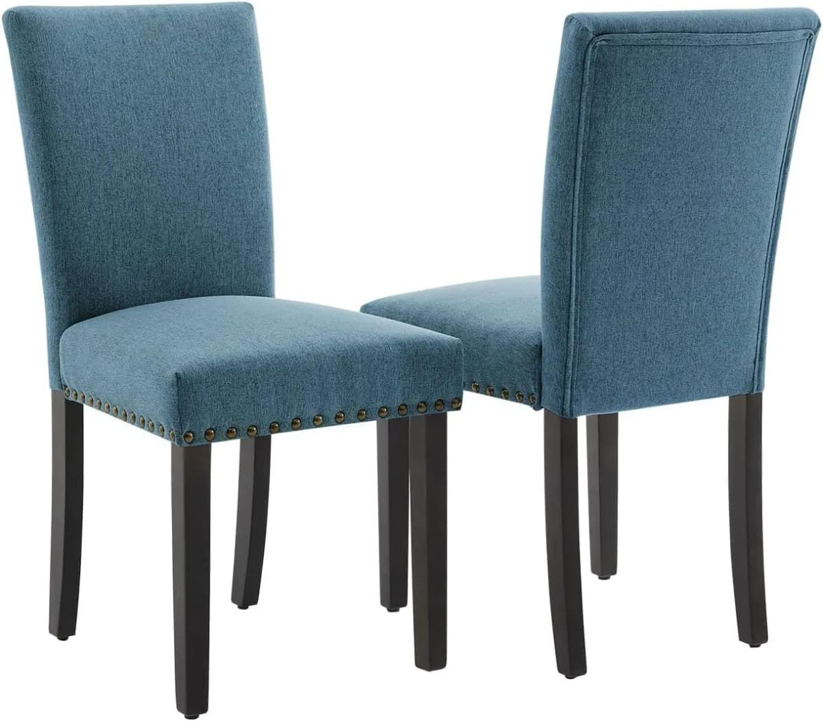 Dining Chairs Set of 2 , Upholstered Diner Room Chair Sets Fabric Kitchen Chairs with Nailhead Trim/Sturdy Wood Legs and Padded