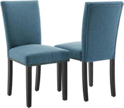 Dining Chairs Set of 2 , Upholstered Diner Room Chair Sets Fabric Kitchen Chairs with Nailhead Trim/Sturdy Wood Legs and Padded