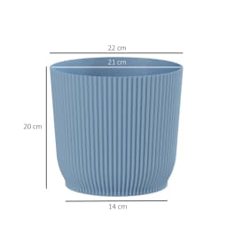 Outsunny Set of 3 Plastic Round Plant Pots Outdoor 22cm, Garden Planters, Flower Pots for Garden Decoration, Blue