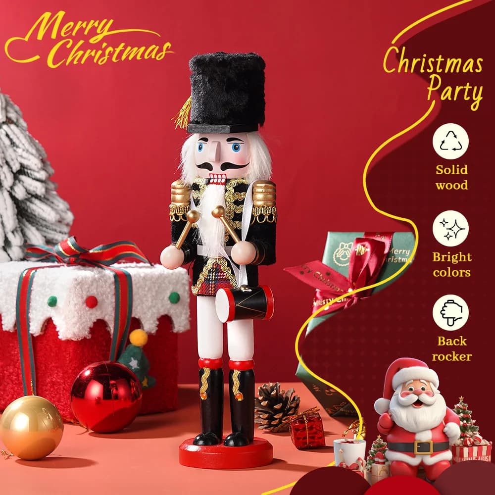 30cm Nutcracker Soldier Puppet Christmas Ornament Creative Doll Home Office Desktop Decoration Children's Gift