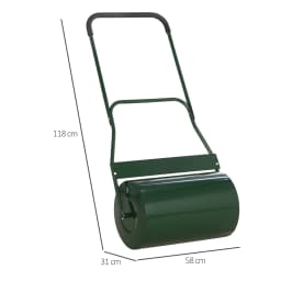 Outsunny 40L Garden Lawn Roller, Water Sand Filled Outdoor Grass Roller, Φ32cm Heavy Duty Metal Lawn Push Rolling Tool