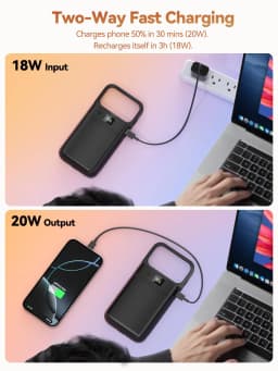 NEWDERY 9300mAh Battery Case for iPhone 17 Pro Max Portable Power Bank 20W Rechargeable Charger Case