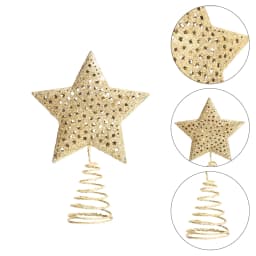 Voltsify Christmas Tree Star Topper Golden Glitter Ornaments Home Party Decor