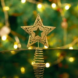 Voltsify Christmas Tree Star Topper Golden Glitter Ornaments Home Party Decor