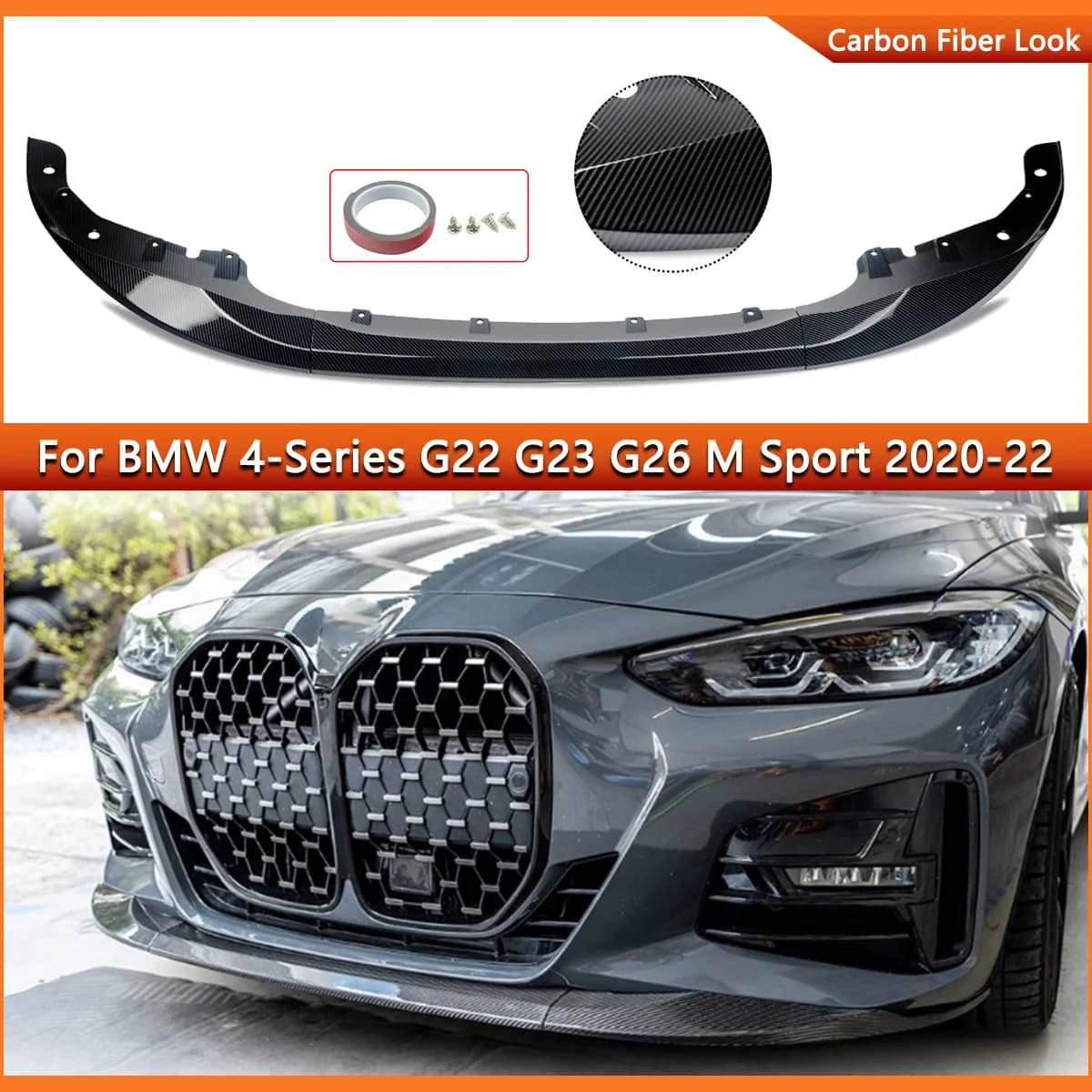 Magickit Front Bumper Splitter Lip Spoiler Protector for BMW 4 Series G22 G23 430i 440i M440i 2020 2021 2022 2023 Coupe MP Style