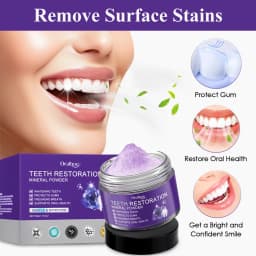 50g Purple Teeth Bleaching Powder Improve Bad Breath Reduce Plaque Stain Oral Hygiene Care Clean Teeth Whitening Powder