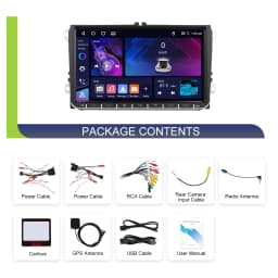 Podofo Wireless Carplay Android Auto Car Radio 9 Inch Multimedia Video Player GPS BT WIFI FM RDS For Volkswagen/Seat/Skoda