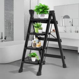 3 Step Foldable Heavy Duty Stepladder Household Anti-Slip Step Stool (Black)
