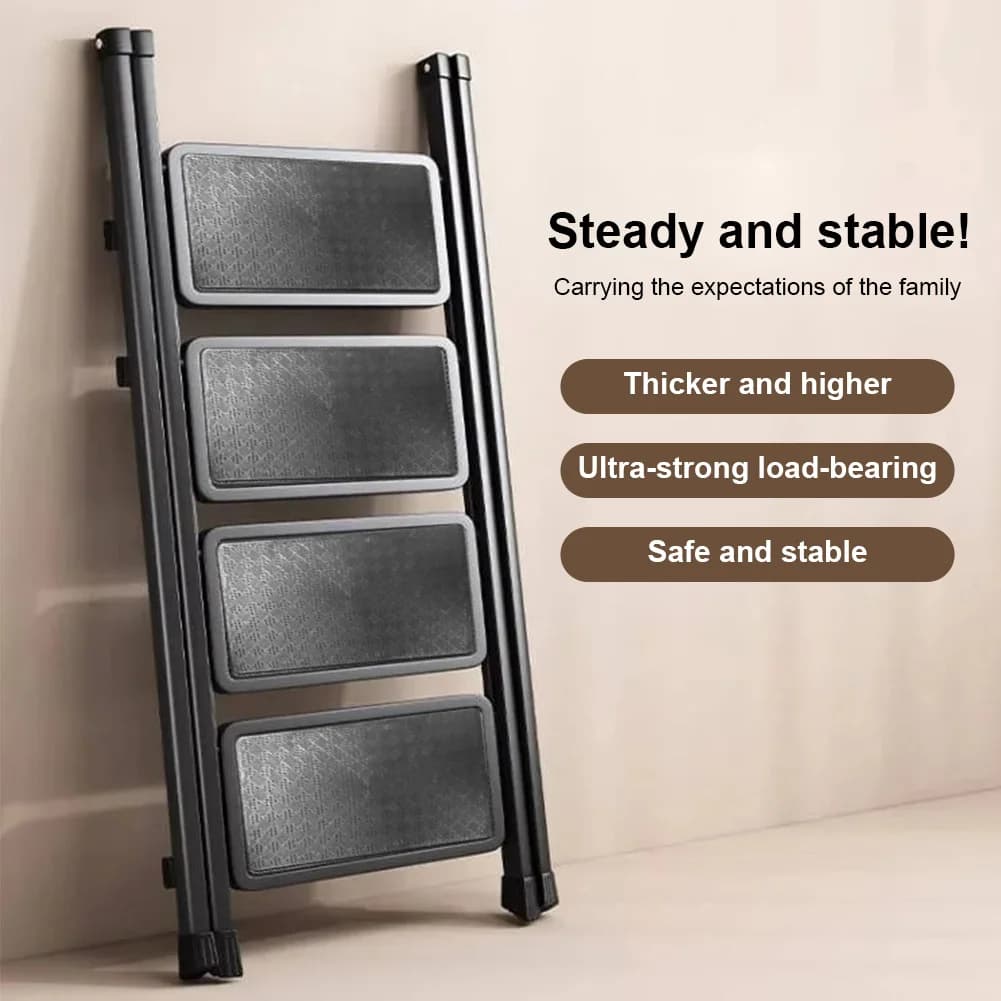 3 Step Foldable Heavy Duty Stepladder Household Anti-Slip Step Stool (Black)
