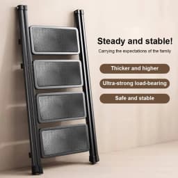3 Step Foldable Heavy Duty Stepladder Household Anti-Slip Step Stool (Black)
