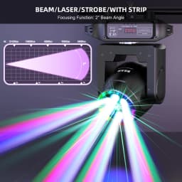 Leleght 90W RGBW Moving Head Light with Bee's Eye 360° Rotation Halo Strip DMX512 Voice Control for Wedding Party and Ball