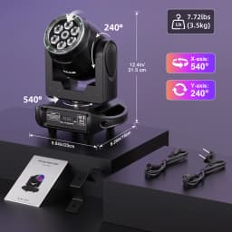Leleght 90W RGBW Moving Head Light with Bee's Eye 360° Rotation Halo Strip DMX512 Voice Control for Wedding Party and Ball
