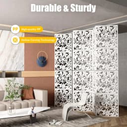 12PCS Partition Wall Room Divider Hollow Flowers Hanging Screen, Hanging Room Divider Screens Made, For Decoration Home,White