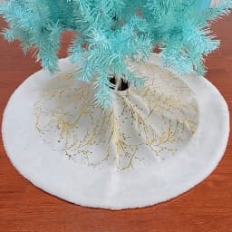 Voltsify Hot Stamping Golden Twig Plush Christmas Tree Skirt