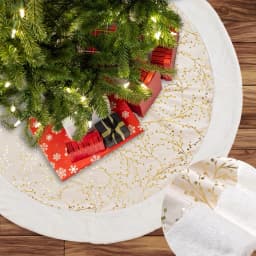 Voltsify Hot Stamping Golden Twig Plush Christmas Tree Skirt