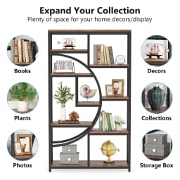 Tribesigns Bookshelf, Industrial 5 Tier Etagere Bookcase, Freestanding Tall Bookshelves Display Shelf Storage Organizer