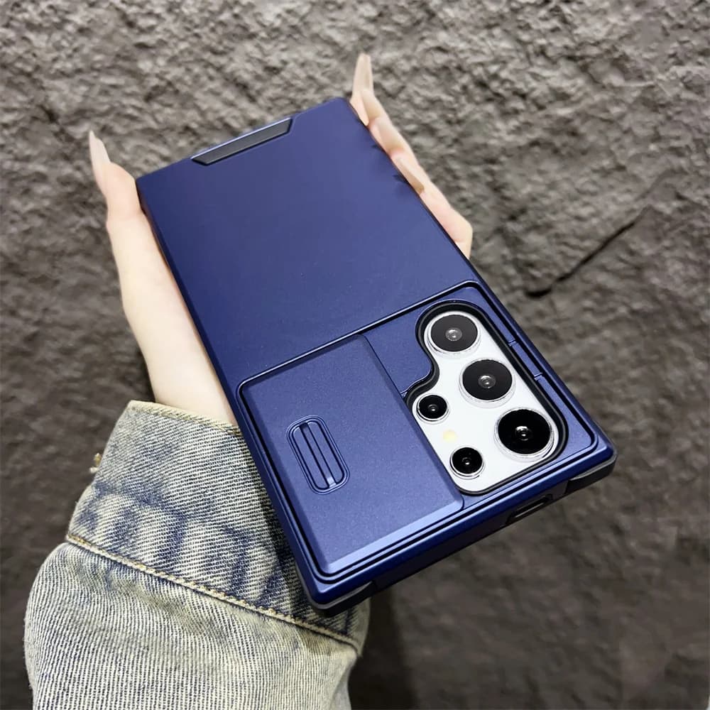 Deluxe Armor Phone Case for Samsung Note 10 20 S20 S21 S22 S23 FE S24 Plus S25 Ultra A06 A16 Camera Sliding Protection Cover
