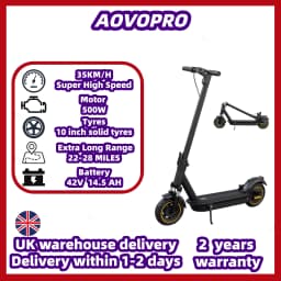 AOVOPRO Electric Scooter 500W/1000W Power Maximum Speed: 22 miles per hour Adult Model Range: 28 miles Foldable Electric Scooter