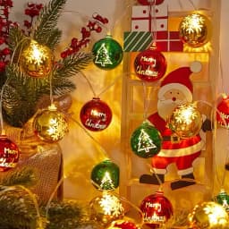 Voltsify Multicoloured Christmas Ball Ornament String Lights Battery Powered