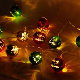 Voltsify Multicoloured Christmas Ball Ornament String Lights Battery Powered