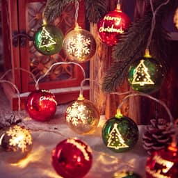 Voltsify Multicoloured Christmas Ball Ornament String Lights Battery Powered