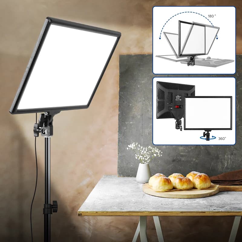Video Lighting Kit, Photography Bi-Color Light Panel With Tripods Stand And Remote Control,Light For Photo Studio Shooting(17in)