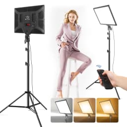 Video Lighting Kit, Photography Bi-Color Light Panel With Tripods Stand And Remote Control,Light For Photo Studio Shooting(17in)