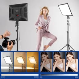 Video Lighting Kit, Photography Bi-Color Light Panel With Tripods Stand And Remote Control,Light For Photo Studio Shooting(17in)
