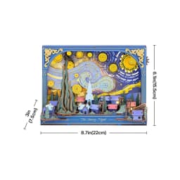 Robotime The Starry Night Wall Art Moving 3D Wooden Puzzle with LED Light Gears Interactive Desk Decor Unique DIY Gift for Adult