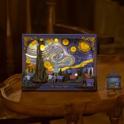 Robotime The Starry Night Wall Art Moving 3D Wooden Puzzle with LED Light Gears Interactive Desk Decor Unique DIY Gift for Adult