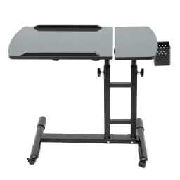 Portable Adjustable Height Tattoo Workstation Dual Surface Black Iron & Density Board Table 57.5-90cm12.5kg Load-Bearing