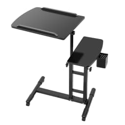 Portable Adjustable Height Tattoo Workstation Dual Surface Black Iron & Density Board Table 57.5-90cm12.5kg Load-Bearing