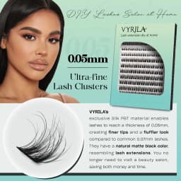 VYRILA Lash Clusters 0.05mm Individual Lashes 3D Wispy Lash Extension 0.1mm Super Thin Band Natural Lashes 8-16mix Lashes