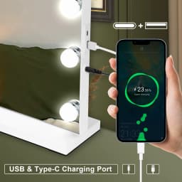 Vanity Hollywood Mirror 17 LED Makeup Light Up Mirror Dressing USB Charging Port