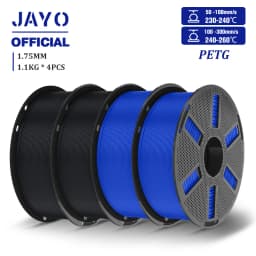 JAYO 3D PETG/PETG Transparent Filament 1.75mm Filament For Bambu FDM 3D Printer PETG Neatly Wound 3D Printing Material 4Rolls
