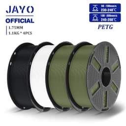 JAYO 3D PETG/PETG Transparent Filament 1.75mm Filament For Bambu FDM 3D Printer PETG Neatly Wound 3D Printing Material 4Rolls