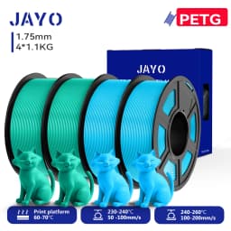 JAYO 3D PETG/PETG Transparent Filament 1.75mm Filament For Bambu FDM 3D Printer PETG Neatly Wound 3D Printing Material 4Rolls