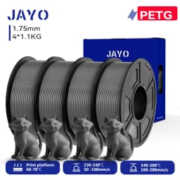JAYO 3D PETG/PETG Transparent Filament 1.75mm Filament For Bambu FDM 3D Printer PETG Neatly Wound 3D Printing Material 4Rolls