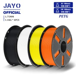 JAYO 3D PETG/PETG Transparent Filament 1.75mm Filament For Bambu FDM 3D Printer PETG Neatly Wound 3D Printing Material 4Rolls